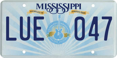 MS license plate LUE047