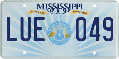MS license plate LUE049
