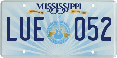 MS license plate LUE052
