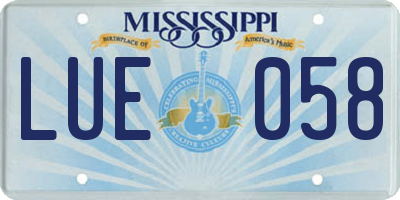 MS license plate LUE058