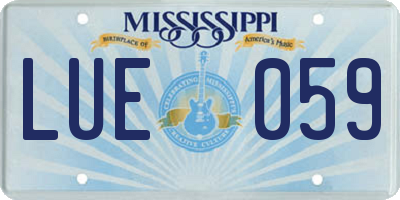 MS license plate LUE059