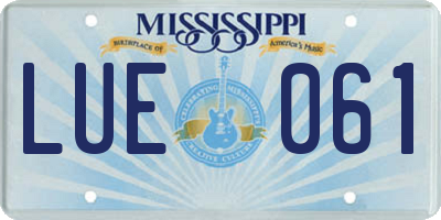 MS license plate LUE061