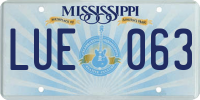 MS license plate LUE063