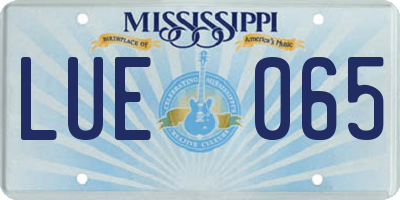 MS license plate LUE065