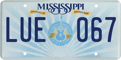 MS license plate LUE067