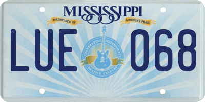 MS license plate LUE068