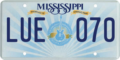 MS license plate LUE070