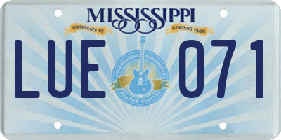 MS license plate LUE071
