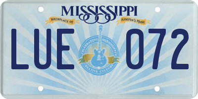 MS license plate LUE072