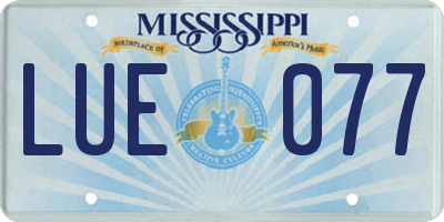 MS license plate LUE077