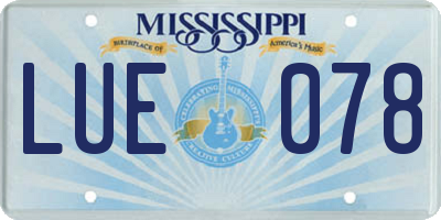 MS license plate LUE078