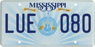 MS license plate LUE080