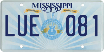 MS license plate LUE081