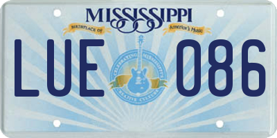 MS license plate LUE086