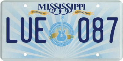 MS license plate LUE087