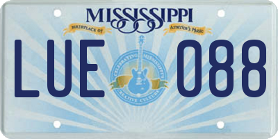 MS license plate LUE088