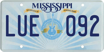 MS license plate LUE092