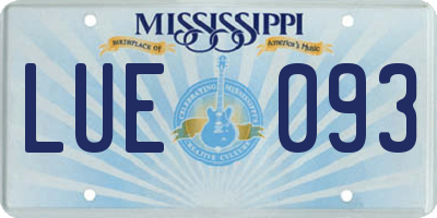 MS license plate LUE093