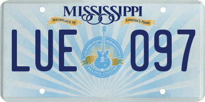MS license plate LUE097