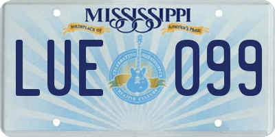 MS license plate LUE099