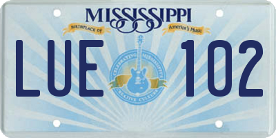MS license plate LUE102