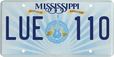 MS license plate LUE110