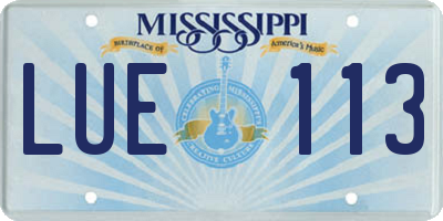 MS license plate LUE113