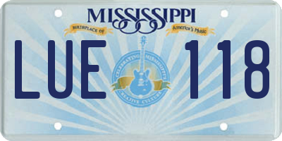 MS license plate LUE118