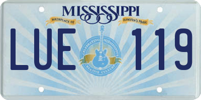MS license plate LUE119