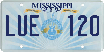 MS license plate LUE120