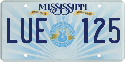 MS license plate LUE125
