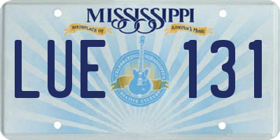 MS license plate LUE131