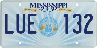 MS license plate LUE132