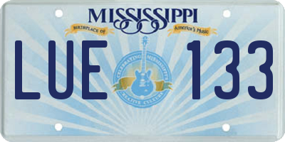 MS license plate LUE133