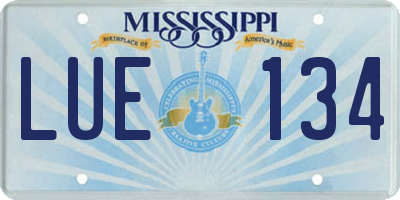 MS license plate LUE134