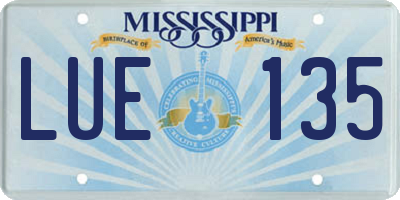 MS license plate LUE135