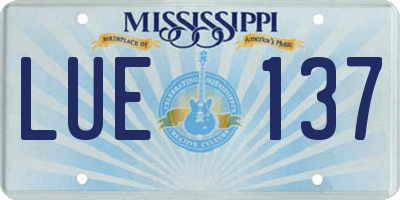 MS license plate LUE137