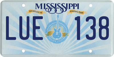 MS license plate LUE138