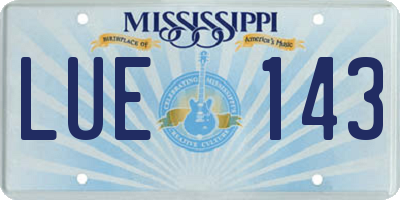 MS license plate LUE143