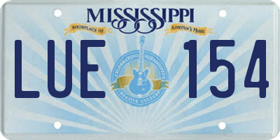 MS license plate LUE154