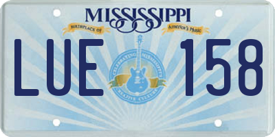 MS license plate LUE158