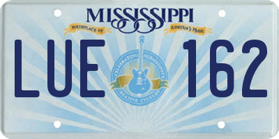 MS license plate LUE162