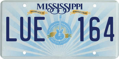 MS license plate LUE164