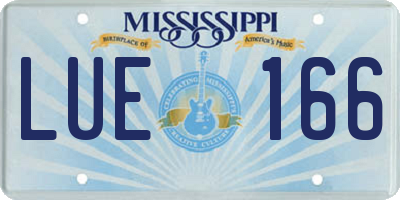 MS license plate LUE166