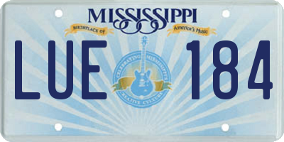 MS license plate LUE184