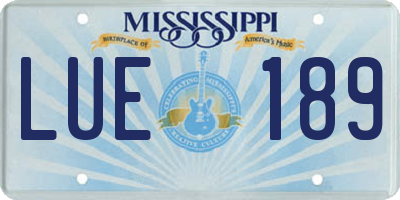 MS license plate LUE189