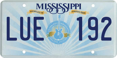 MS license plate LUE192