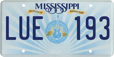 MS license plate LUE193