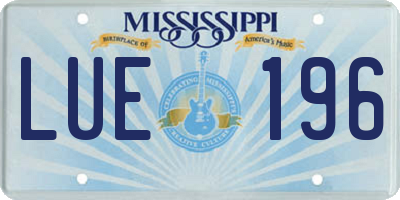 MS license plate LUE196