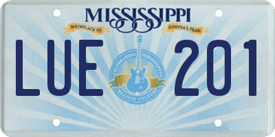 MS license plate LUE201